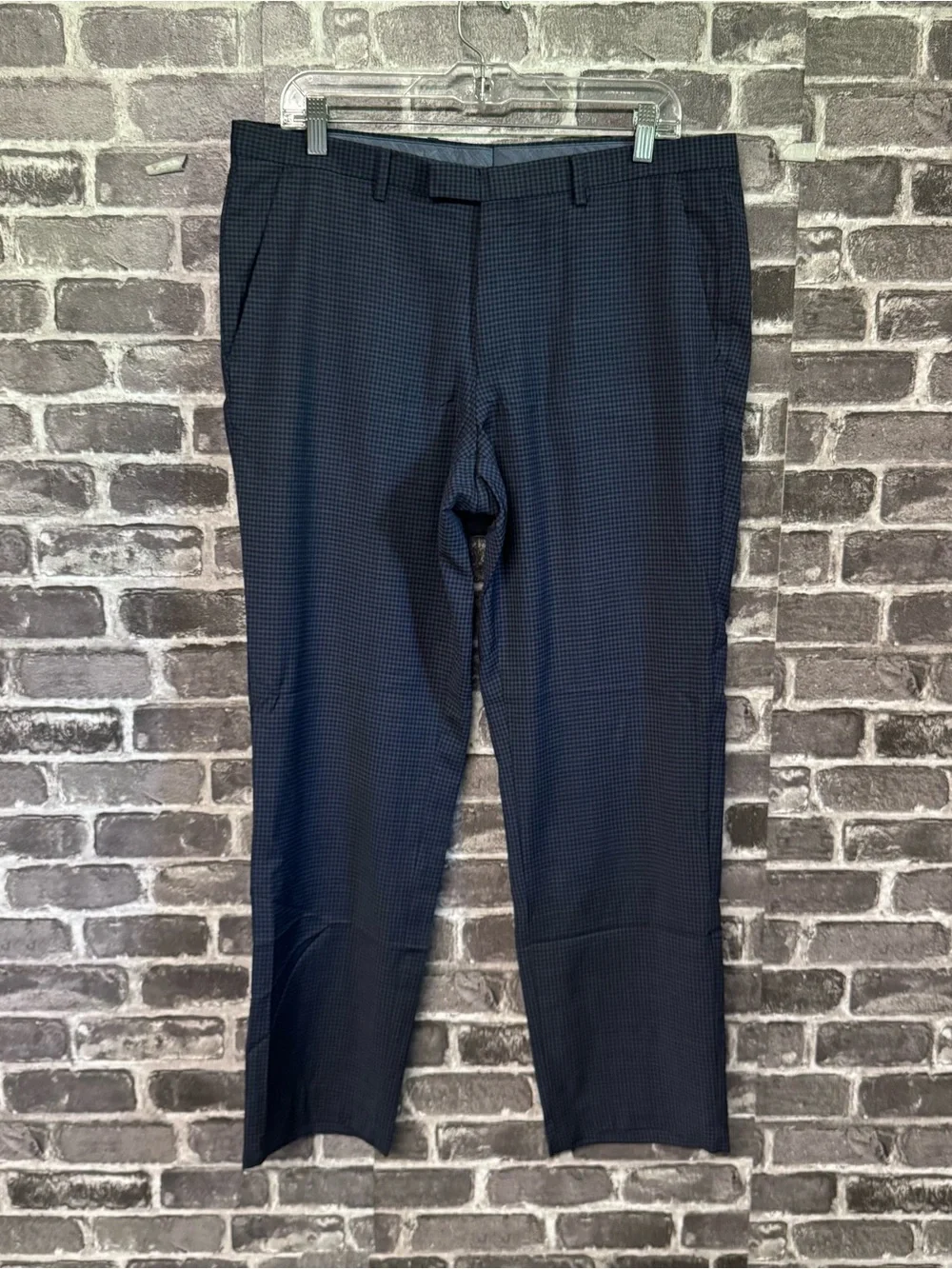 Hugo Boss dress pants Blue plaid checkered print 100% wool